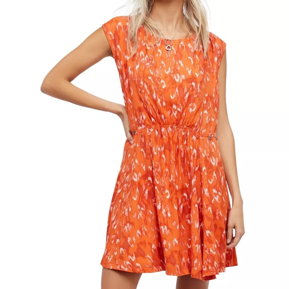 Free People Womens Fake Love Printed Mini Dress, Open back